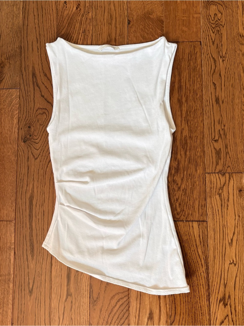 Zara White Asymmetric Tank Top